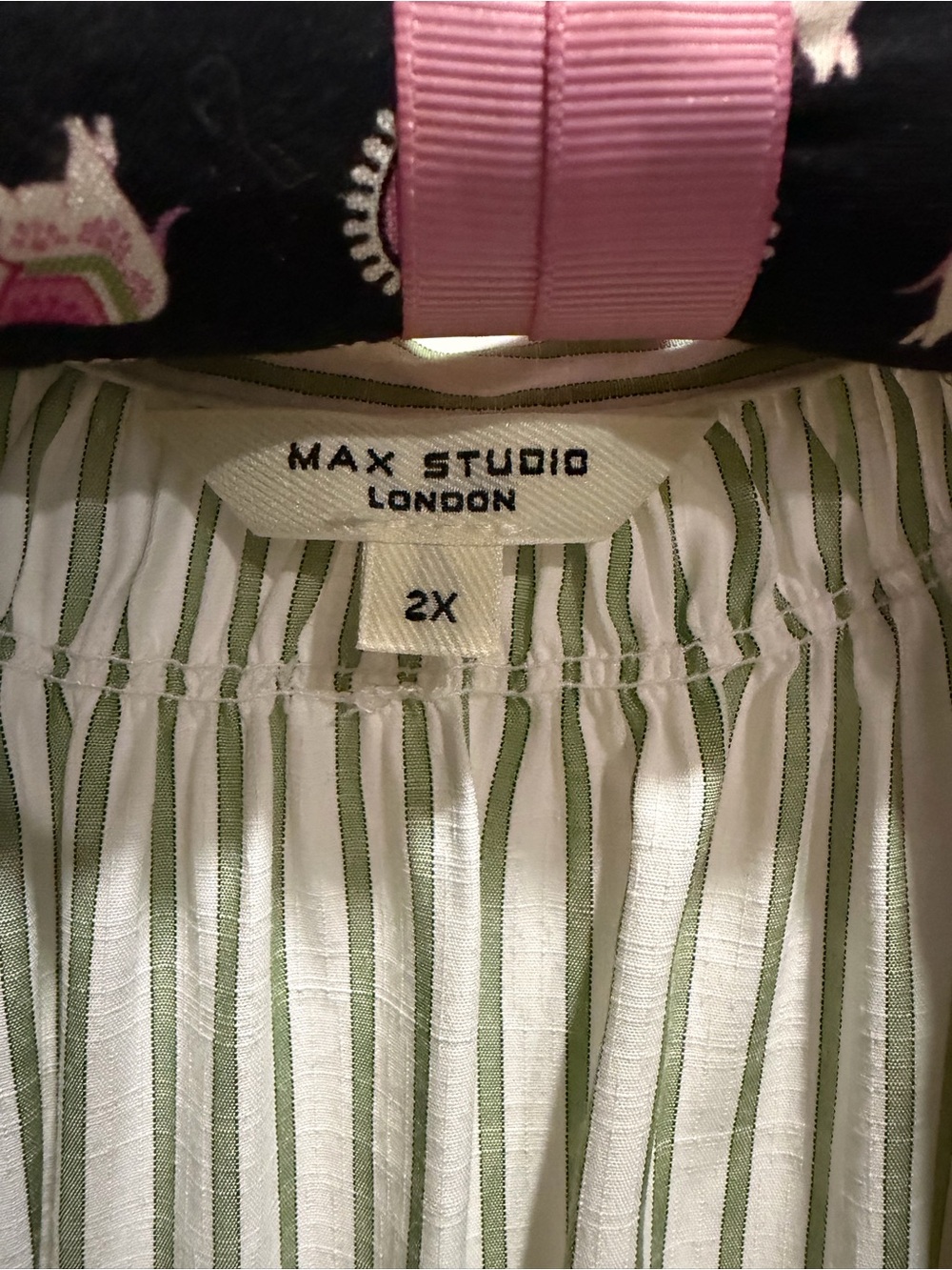 Max Studio Green and White Striped Button-Front Tunic Top - Picture 3 of 7